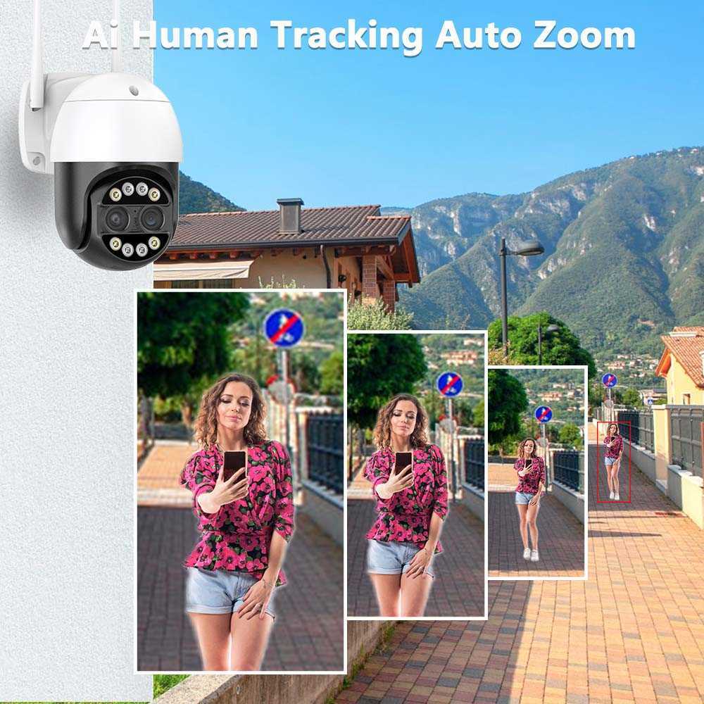 Kamery desek 4K 8MP Binotal Security Camera Outdoor Wi -Fi PTZ Dual obiektyw 4MP HD Surveillance CCTV IP Kamera AI P2P IP66 ICSEE Alexa