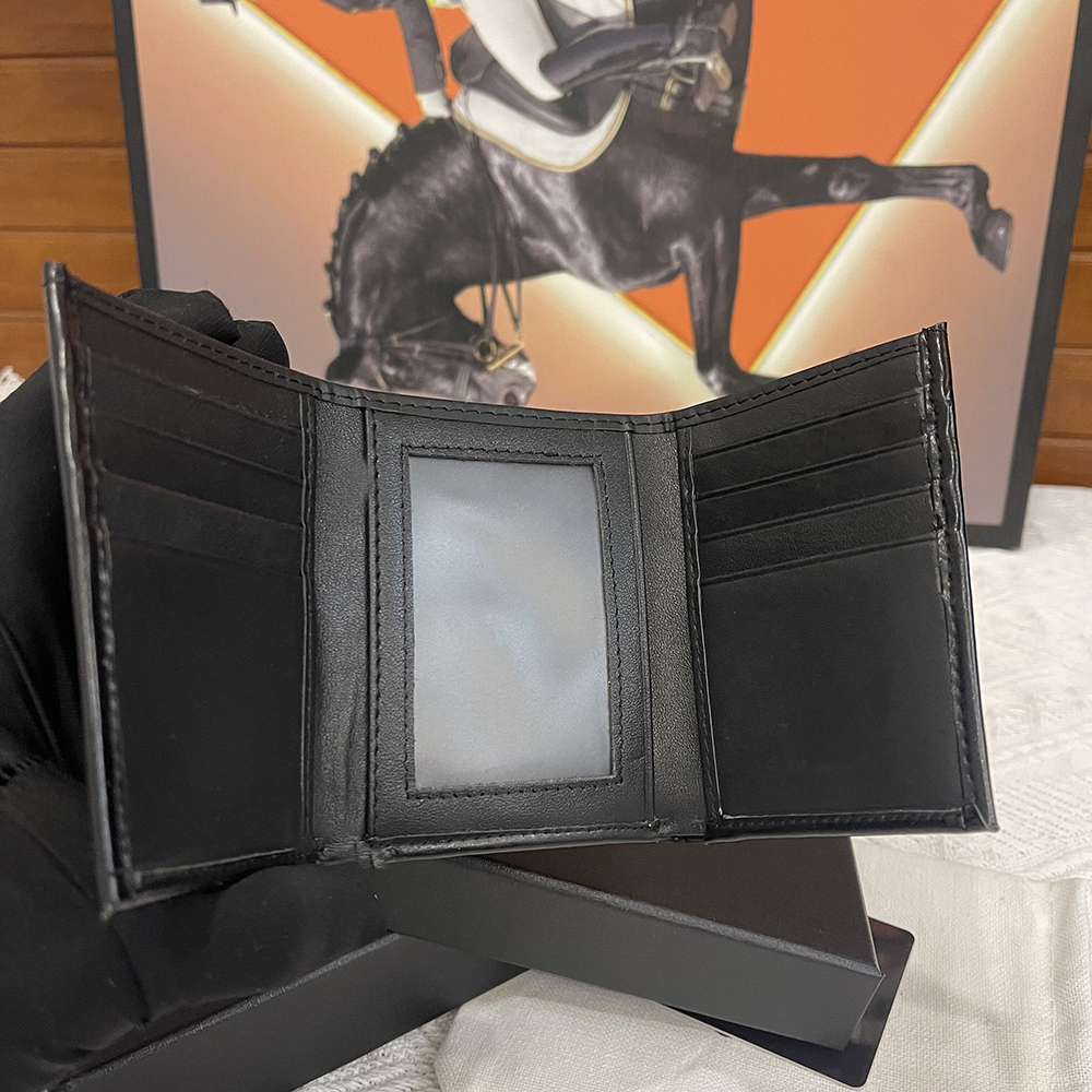 Mäns fällbara kreditkortshållare Luxury Brand Bag Designer Wallet Cord Buckle Dollar Coin Purse Original Box
