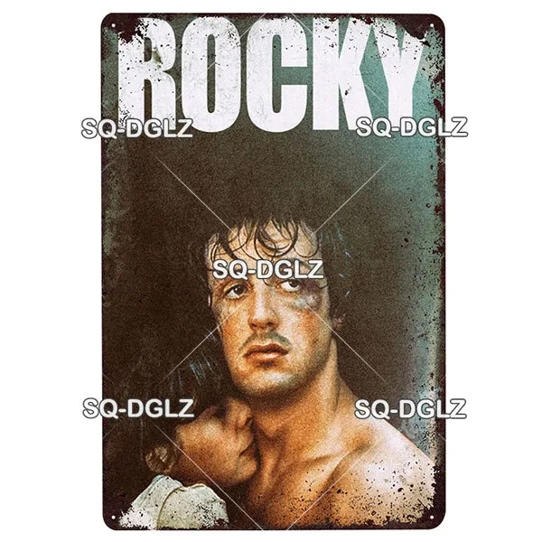 HISIMPLE Boxing Star Metal Tin Sign Vintage Sport Poster Metal Painting Club Metal Plaque Plate Health Wall Decor Tin Signs Rocky Music Poster Paintings 30X20CM