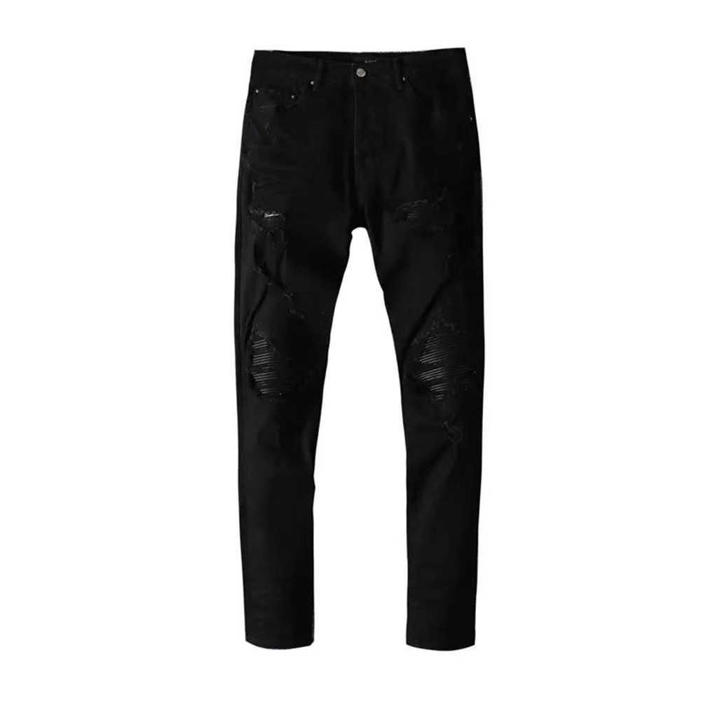 Jeans de designer Jean Amirres Denim Hommes Pantalons Nouvelle Moto Slim Droite Genou Cassé Élastique 4VCK