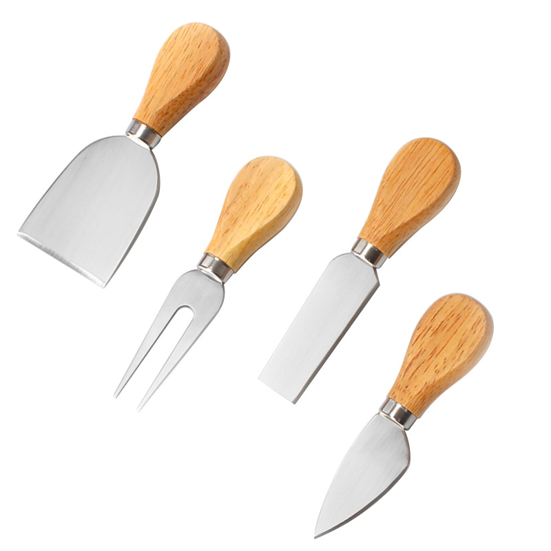 Wooden Handle Stainless Steel Cheese Knife Set Cream Cutter Butter Spatula Cheese Cheese Knife Set Cutlery Set LX5594