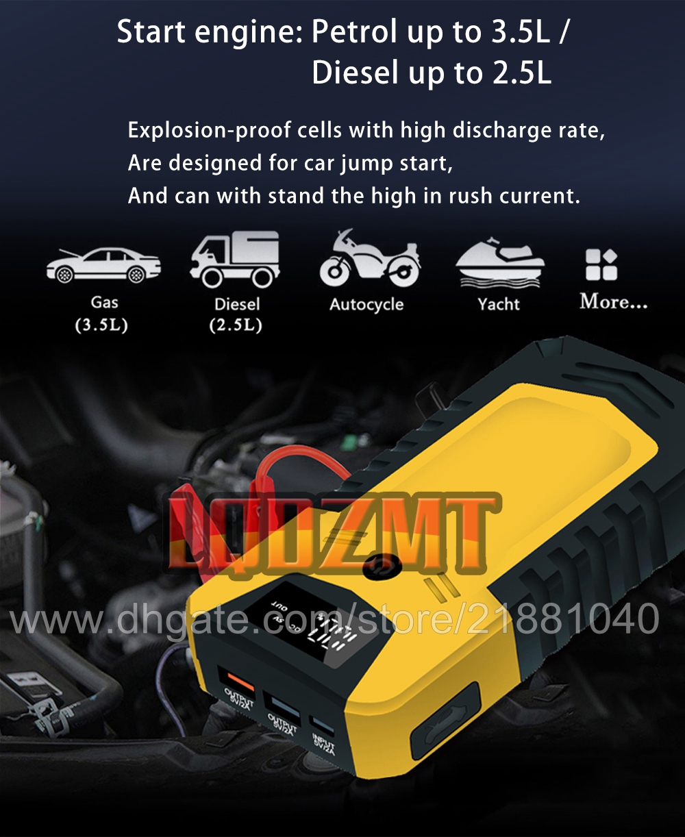 2023 Nieuwe aankomst Auto Jump Starter Power Bank 600A 6000 mAh Startapparaat Diesel Petrol 600Ah 600 AH A CAR Batterijlader voor autobatterijen Booster Buster Kit