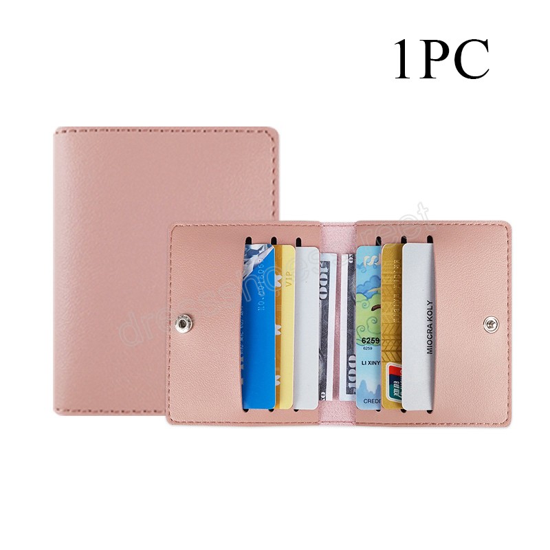 8 Card Slots Ultra-thin Card Holder Solid Color PU Leather Business ID Credit Card Bags Unisex Portable Card Case With Button