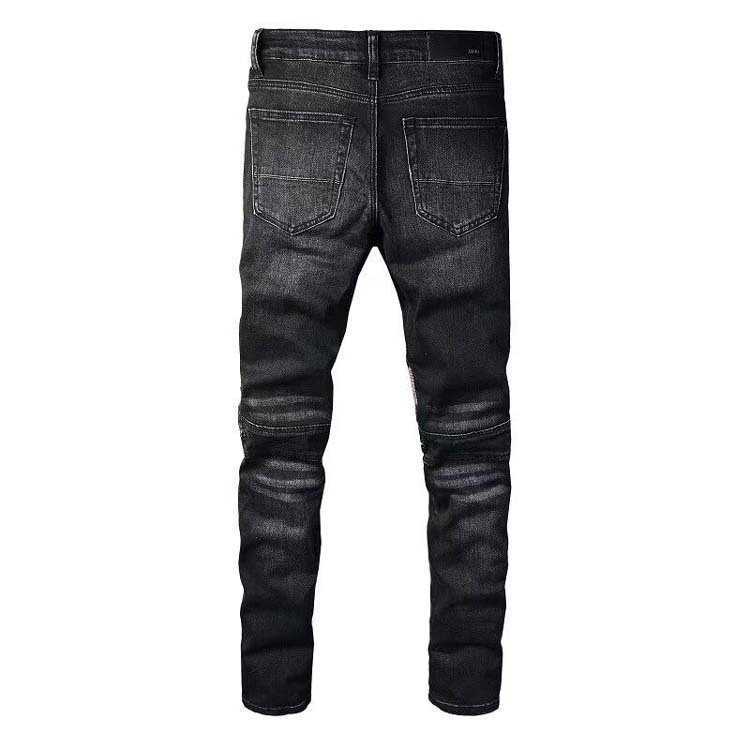 Designer jeans män jean amirres denim mens byxor koreanska high street mode mäns svarta sömmar mikro elastiska stora smala 822 lglm