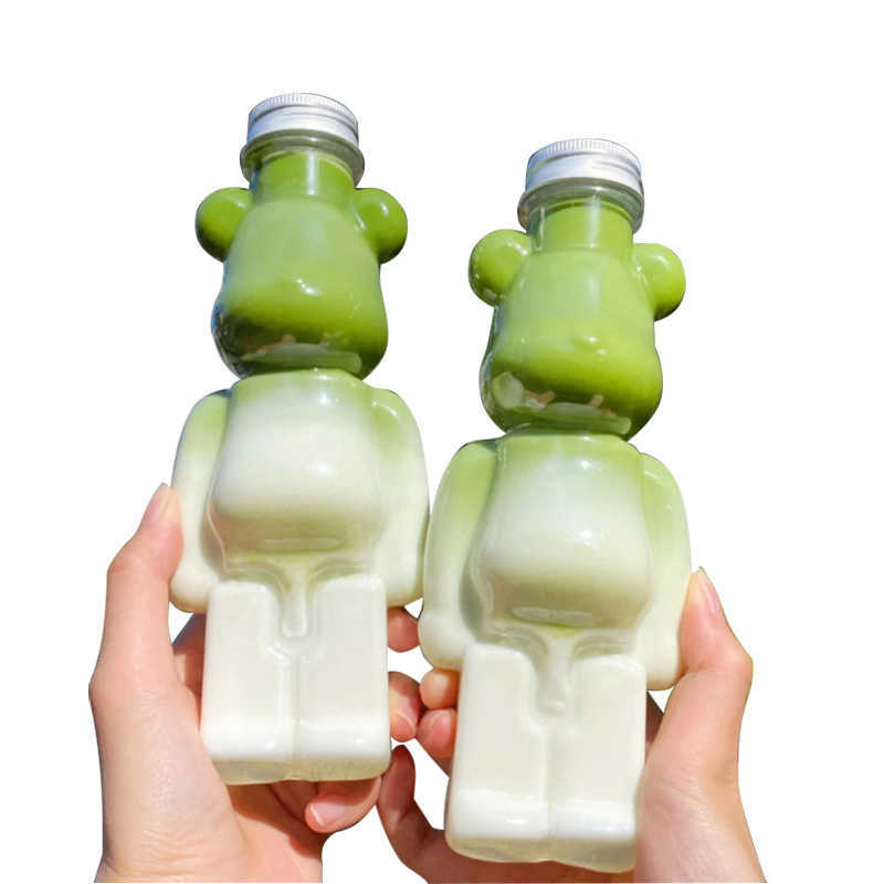 Ny 400-700 ml Cartoon Bearbrick Water Bottle Kawaii Plastic Drinking Bottles Water Cups Nail Art Diy Jewel Bear Storage Bottle