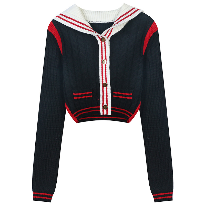 329 2023 Runway Summer Brand Mesmo estilo suéter de manga longa Cardigan lapel pescoço vermelho preto moda moda