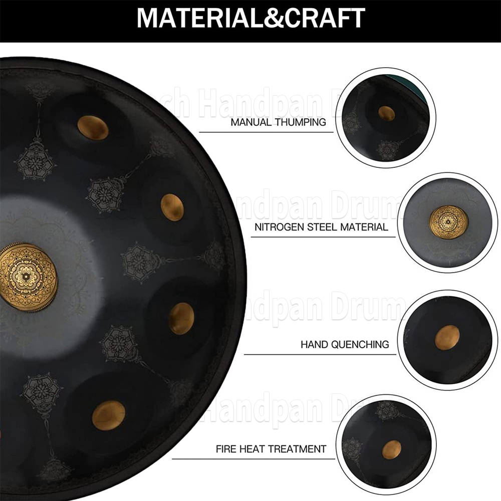 손으로 그린 ​​핸드 팬 드럼 22 인치 12/10/9 노트 D 마이너 강철 혀 드럼 명상 기기 초보자 요가 탬버