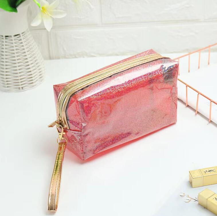 Cosmetic Cases Lady PVC Transparent Large Capacity Solid Waterproof Protable Zipper Travel Handbag Mix Color