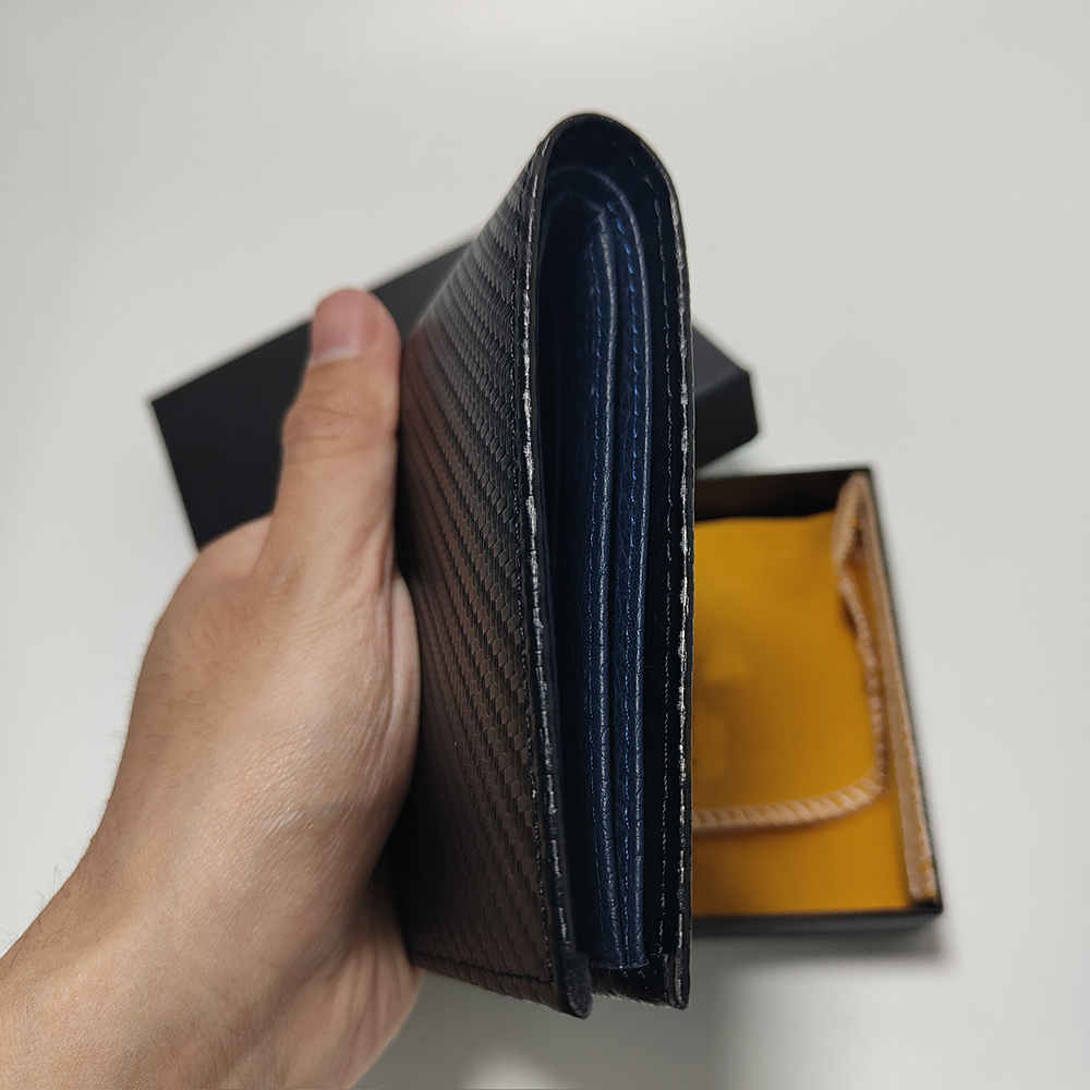 男性の革の短い財布スタイリッシュカード所有者ウォレットロングブラック財布クレジットカードケースには、ボックスポケットが付属しています189f