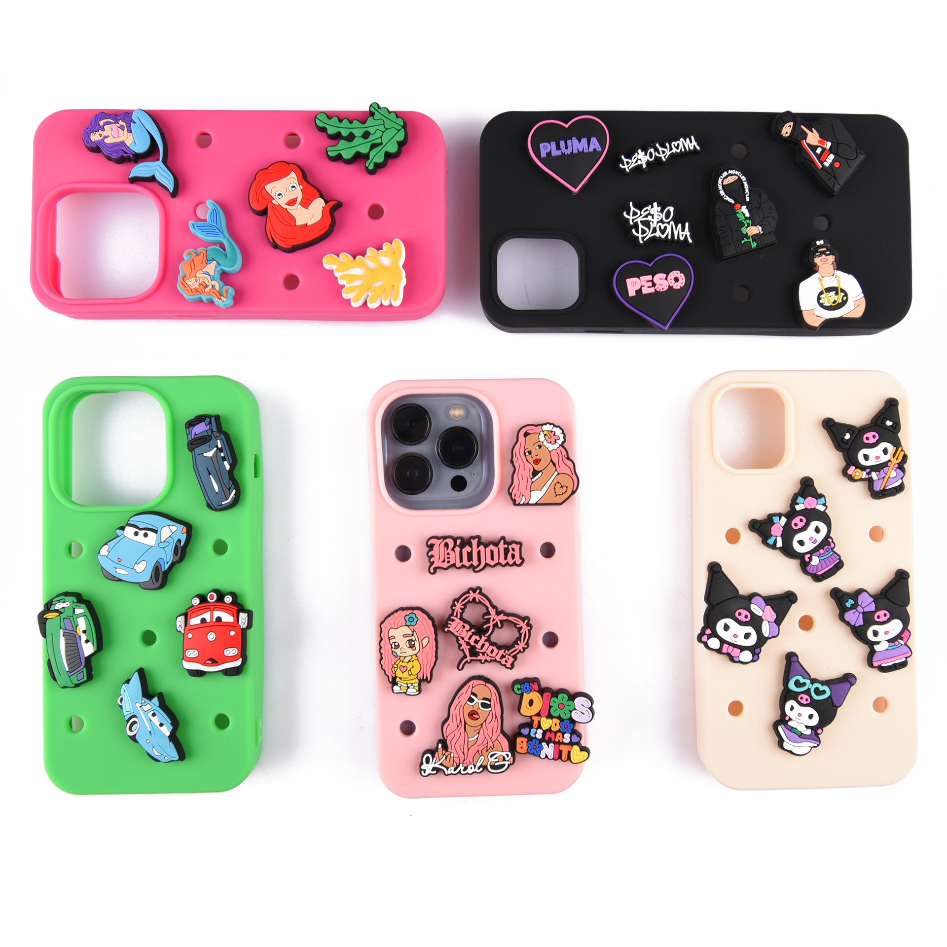 Faça você mesmo capas de celular de silicone multicoloridas para iphone 11 12 13 pro/max hold croc charms