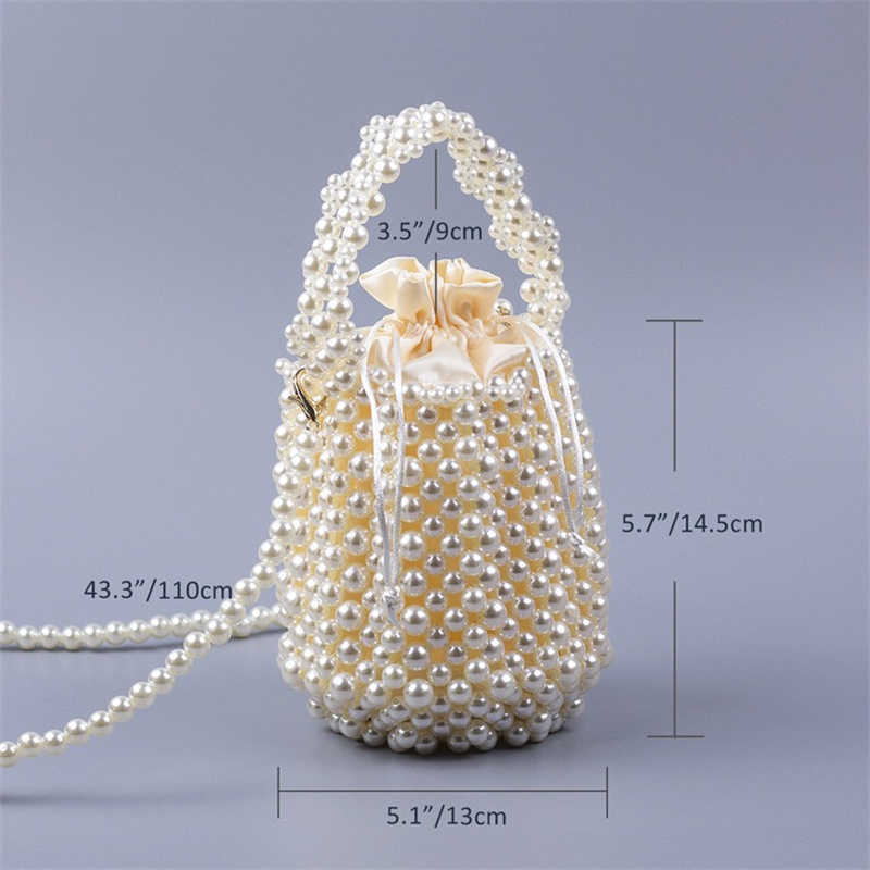 Pearl Bag Designer Brand Clear Acrylic Crystal Stone Pärla Box Totes Handväska Kvinnor Handgjorda Summer Party Small Bucket Purse 230512