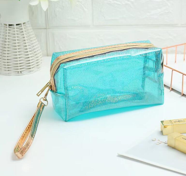 Cosmetic Cases Lady PVC Transparent Large Capacity Solid Waterproof Protable Zipper Travel Handbag Mix Color