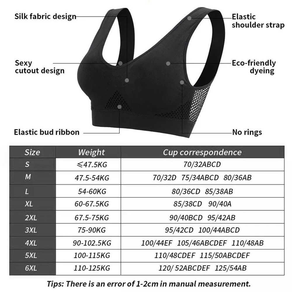 Bras Seamless Mesh Women Sports Bras Fitness Gym Running Underwear Shockproof Bra Wireless 6XL Plus Size Crop Top Breathable Yoga Bra P230512