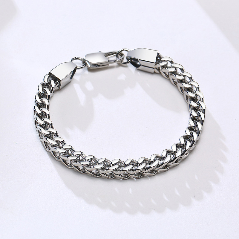 6mm 8.26 pouces poli Hip Hop en acier inoxydable hommes personnalité Bracelet lien chaîne pour cadeaux bijoux argent