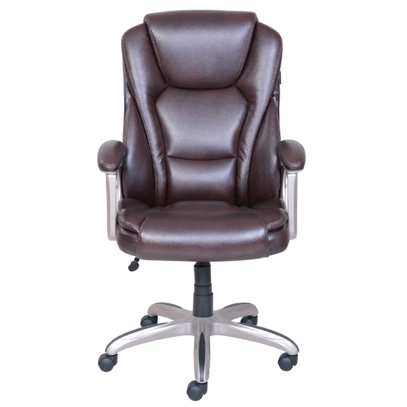 Heavy-Duty Leather Commercial Office Chair with Memory Foam, 350 lb capacity, Black