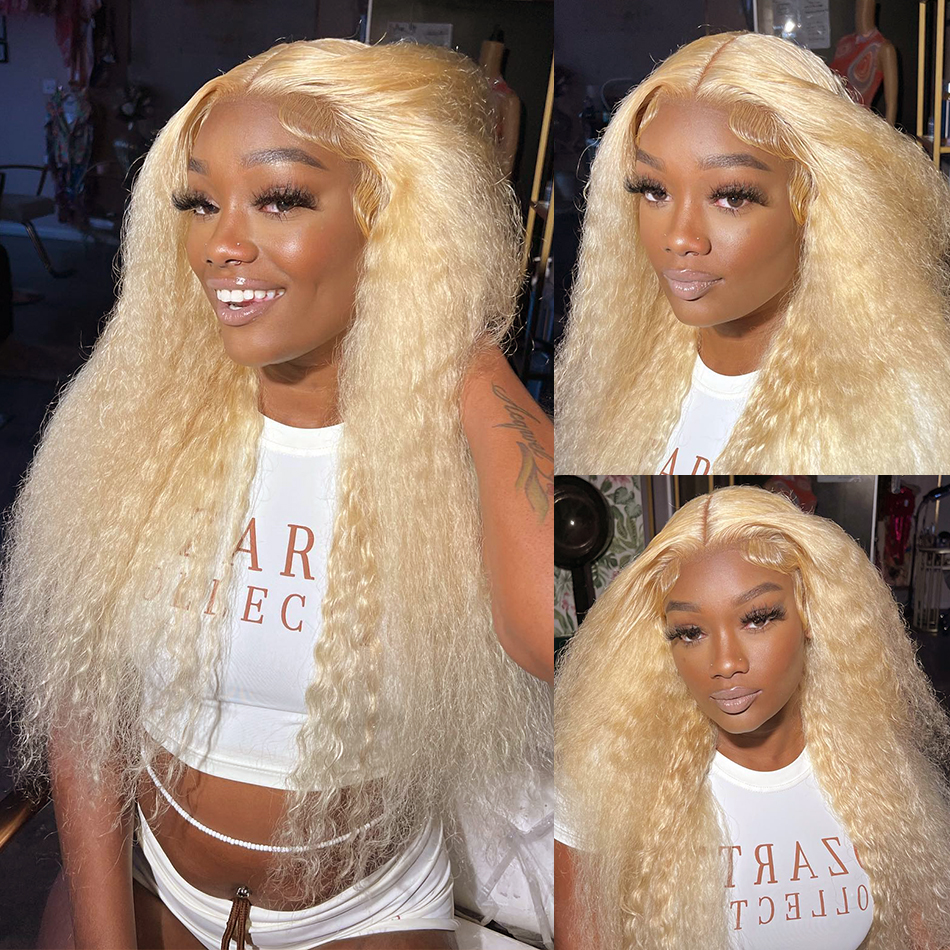 250% 40 Inch 613 Honey Blonde Deep Wave Brazilian Full 13x4 Lace Frontal Wigs Transparent Synthetic Front
