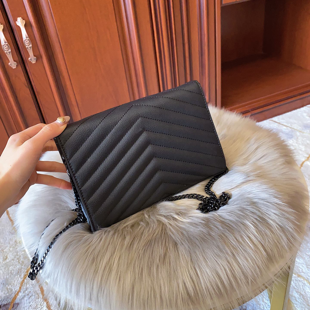 Stock nel magazzino degli Stati Uniti consegna veloce contattaci foto reali colore nero con hardware nero oro argento Borsa a tracolla di design di lusso Borsa con patta a catena classica