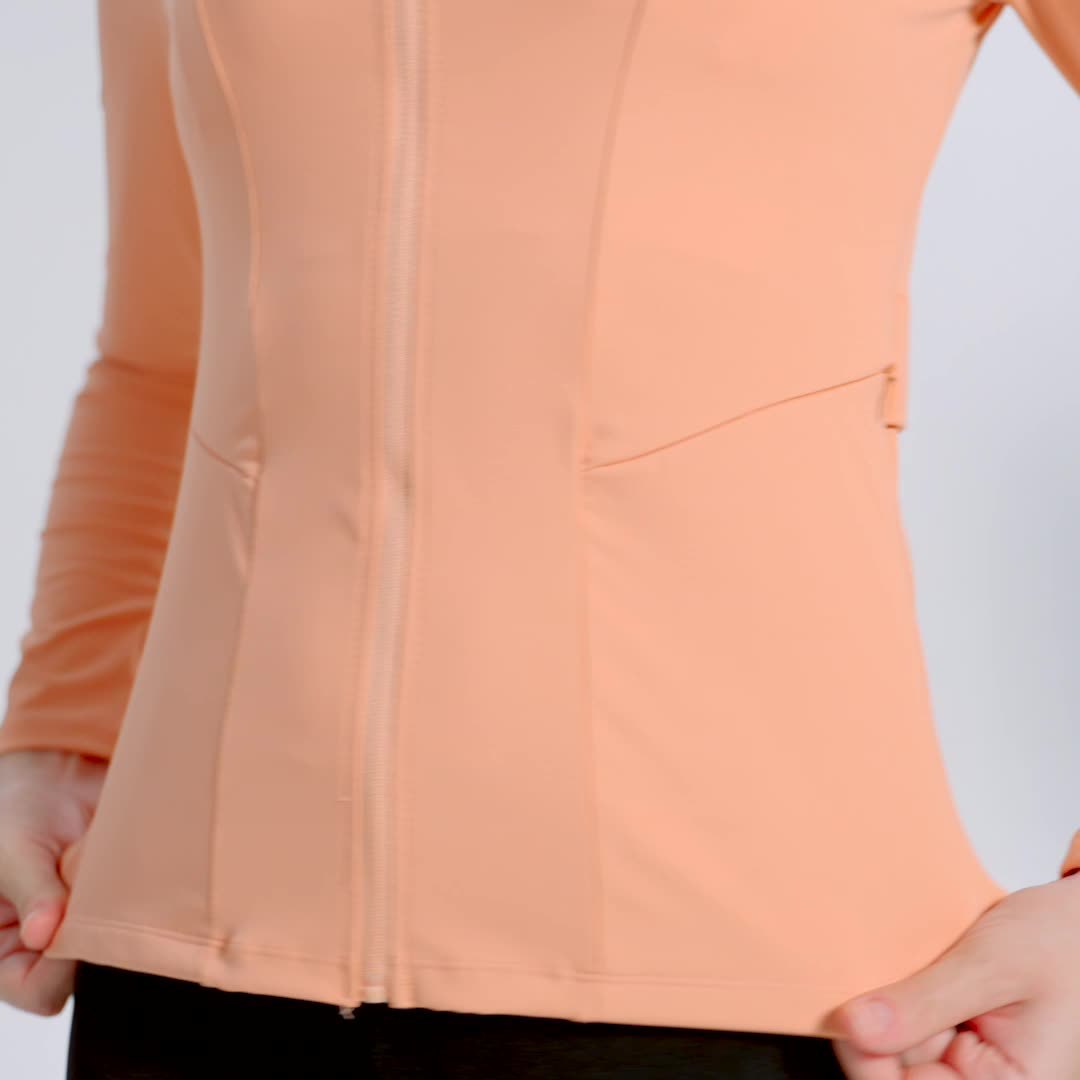 LL Women Yoga Jacket Long Sleeves Outfit Solid Color Back Zipper Gym Jackets Shaping Waist Tight Fitness Jogger Outfit Sportswear For Lady ll1308