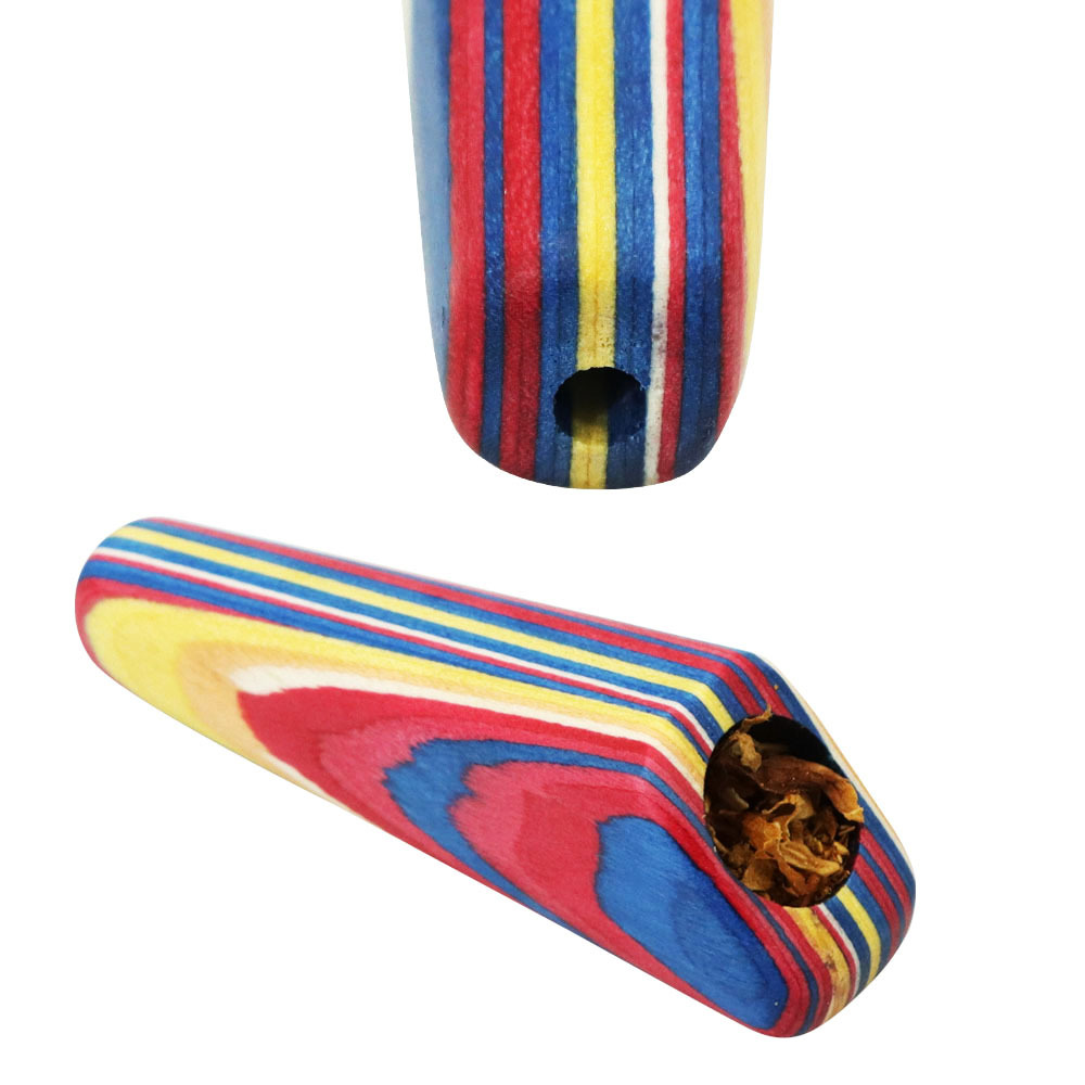 Pipes à fumer Pipe en bois triangulaire colorée avec accessoires pour cigarettes à écran filtrant