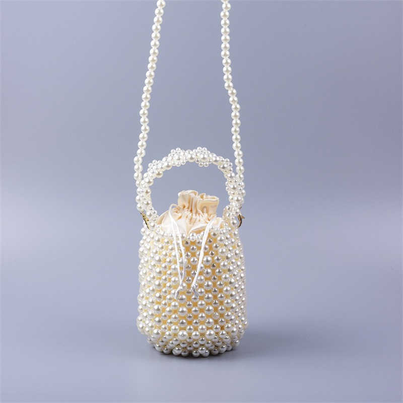 Pearl Bag Designer Brand Clear Acrylic Crystal Stone Pärla Box Totes Handväska Kvinnor Handgjorda Summer Party Small Bucket Purse 230512