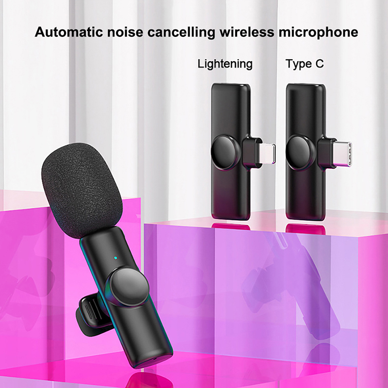 K11 Microphone sans fil 1 Drag 2 HD Réduction du bruit vocal Enregistrement audio vidéo Mini Mic Microphone Lavalier sans fil pour téléphone portable