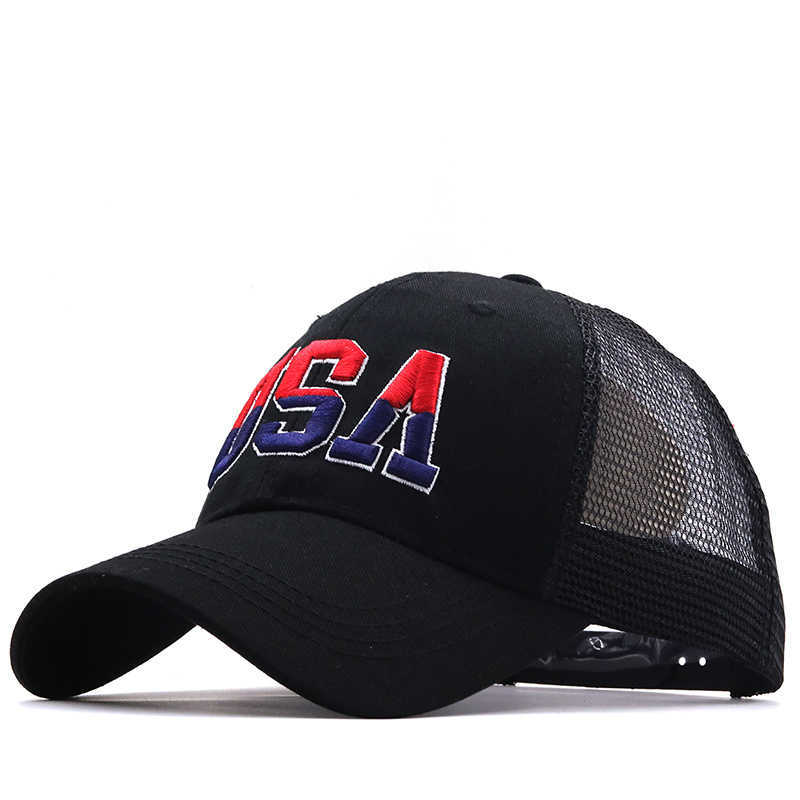 Snapbacks Simple Brand USA Flag Baseball Cap för män Kvinnor Mesh Snapback Hat Unisex America Brodery Hip Hop Caps Gorras P230515