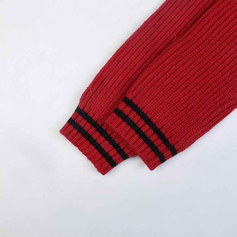 329 2023 Runway Summer Brand Mesmo estilo suéter de manga longa Cardigan lapel pescoço vermelho preto moda moda