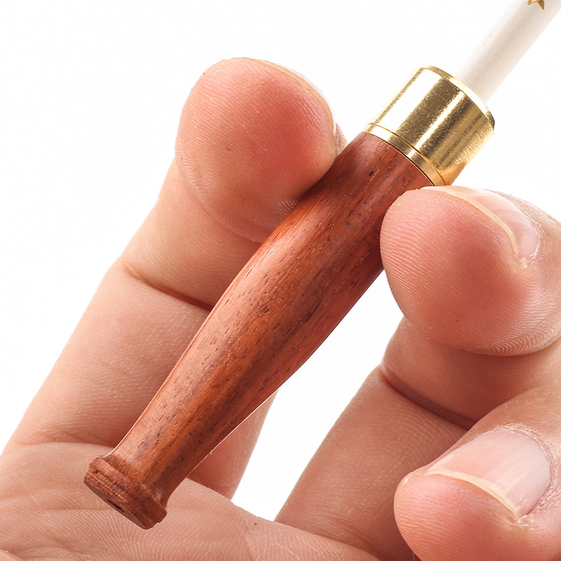 Wood Smoke Pipes Type Straight Detachable Ladies Thin Cigarette Holder Household Smoking Accessories 57MM