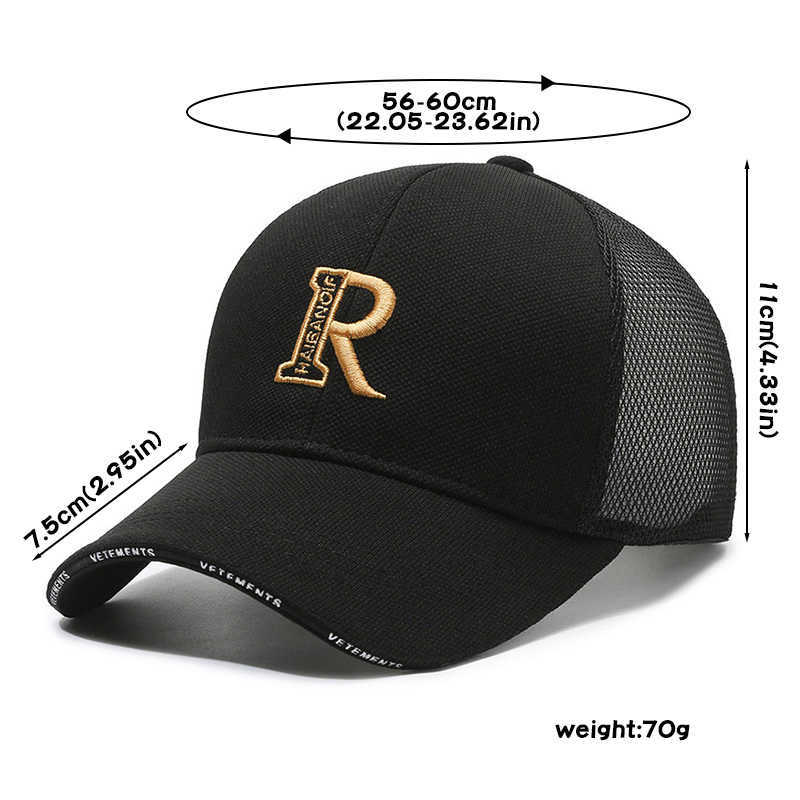 Snapbacks r буква вышивка бейсболка мужчина для воздушной сетчатой ​​шляпы женская уличная одежда Hip Hop Trucker Cap P230512