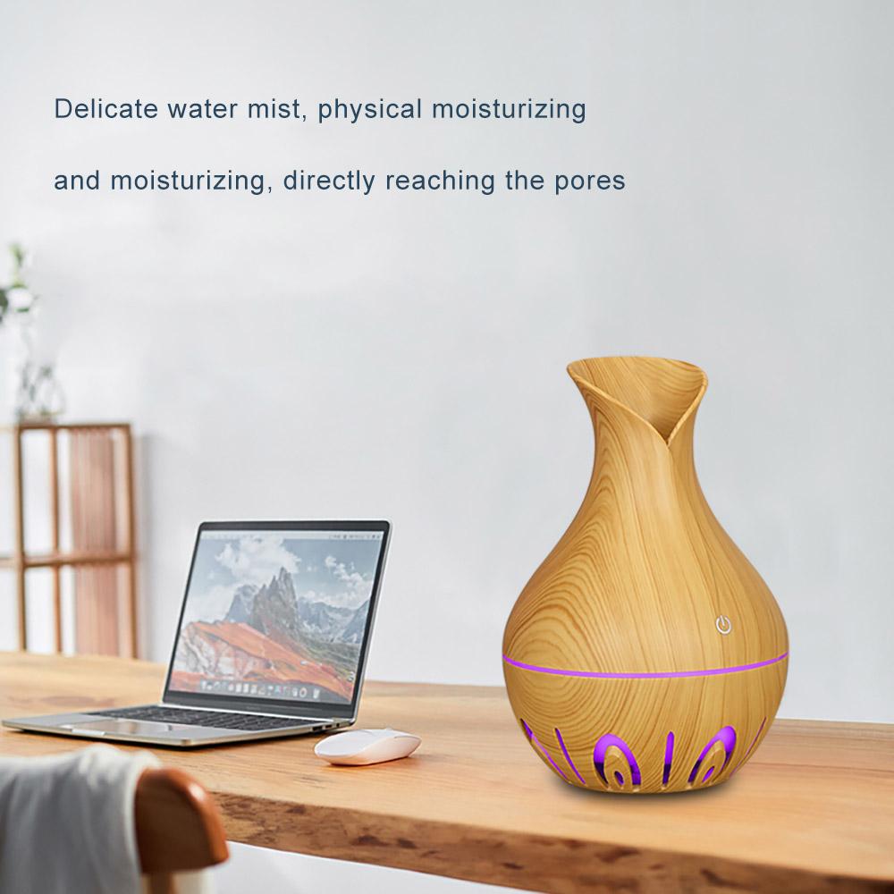 Humidifiers USB Electric Air Humidifier 130ML Mini Wood Grain Aroma Diffuser Essential Oil Aromatherapy Cool Mist Maker With LED For Home