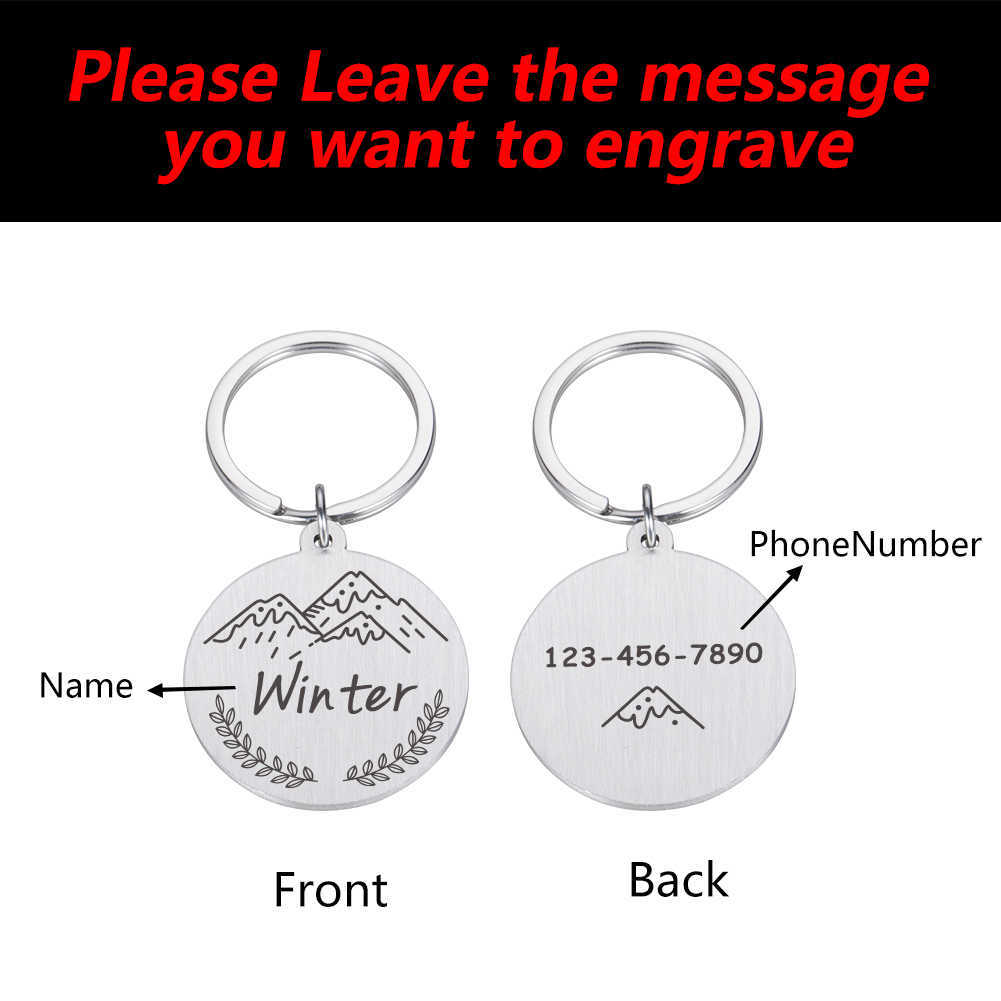 Free Engraving Pet Collar Personalized ID Tag Engraved Name for Dog Cat Puppy Keyring Charm Pendant Necklace Accessories
