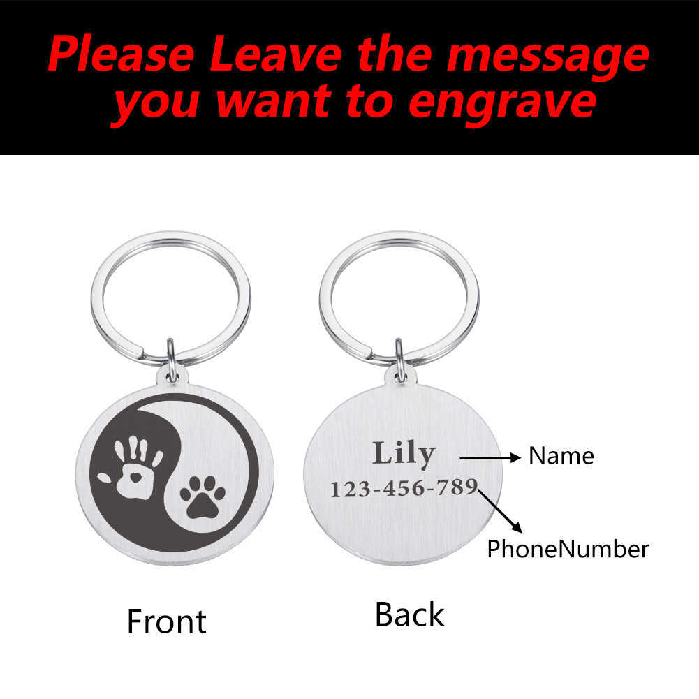 Gratis gravure ID-tags voor huisdieren Aangepaste ID-halsband voor honden Gepersonaliseerde medaille Naam Nummer Kitten Honden Anti-verloren hanger DIY-accessoires