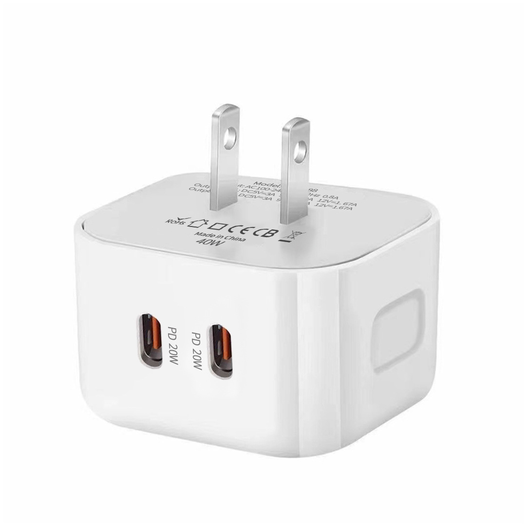 40W Dual PD USB C Wall Charger Eu US Uk Type c Power Adapter Fast Quick Charging Plugs For Iphone 12 13 14 15 Pro Max Samsung HTC