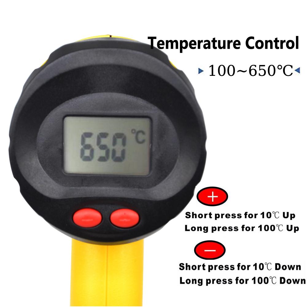 Warmtepistool 220v 2000w EU Industrial Electric Hot Air Gun Thermoregulator Heat Guns LCD Display krympning av termisk kraftverktyg