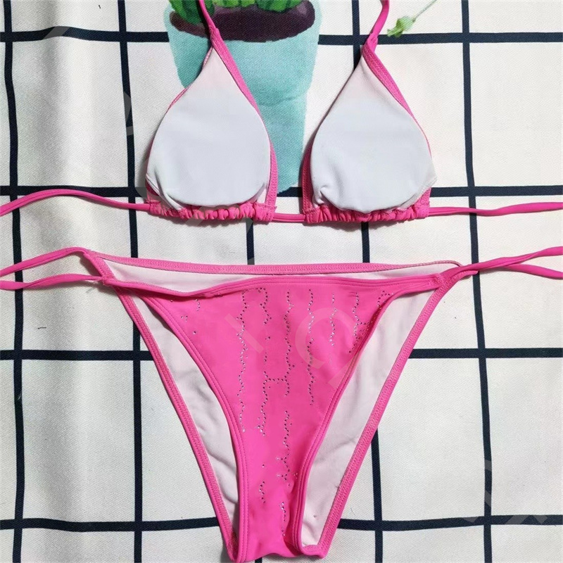 Модный комфортный женский дизайн стропа подвесной шейный бикини пляж плавание сексуальное вода без спины алмаз
