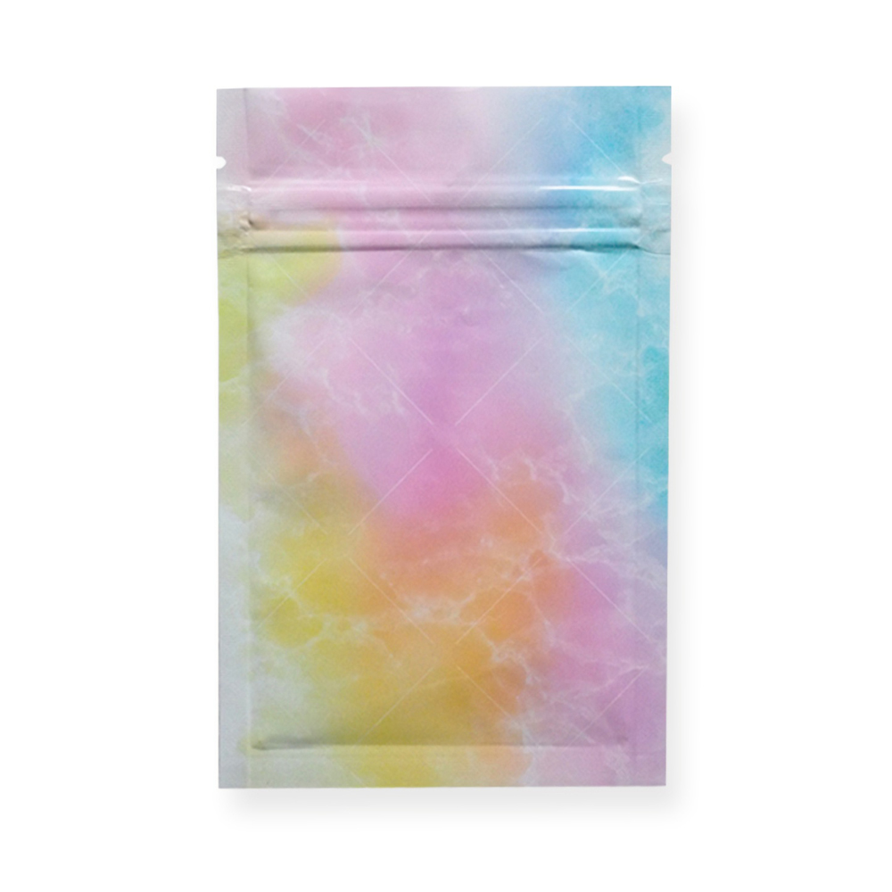 Glossy Rainbow Marbling Pattern Aluminum Foil Mylar Zip Bag Reclose Flat Zip Pouches Jewelry Cosmatic Package Bags