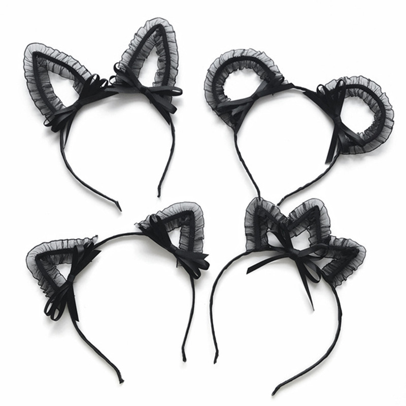 Хэллоуин вечеринка поставляется с черными кошачьи кружевные волосы для женщин для женщин, волосы, мода, голова моды, пейзажа, вечеринка для волос, аксессуары для волос