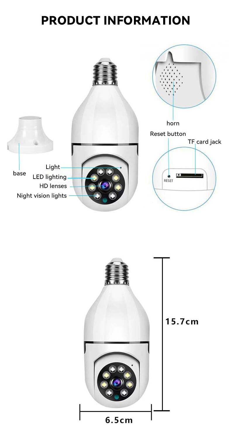 Wireless 5G WiFi -glödlampa kamera 8MP 4K 360 ﾰ LALB CAMERA HD MINI CAMERA LED Flimmer Sensor Night Vision Camera Smart Home IP Camera