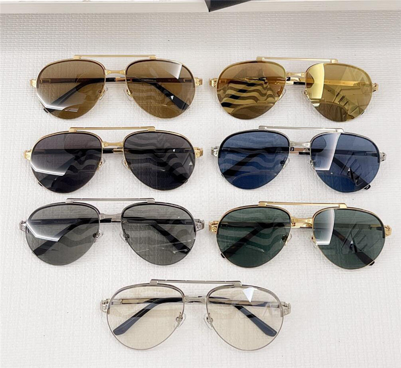 New fashion design pilot sunglasses 0354S metal half frame double bridge decorated spring hinge temples simple style versatile uv400 protection eyewear