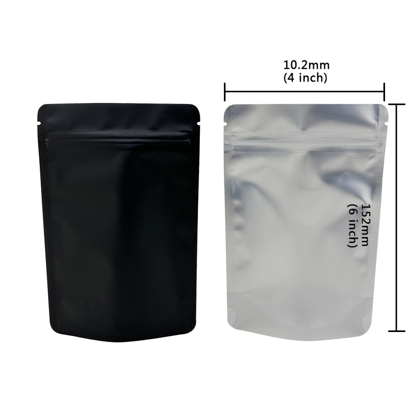 3.5g 7g 28g 1lb Nero opaco Sacchetti in Mylar richiudibili Sacchetti di plastica Chiusura con cerniera Stand Up Pouch Sacco imballaggio a prova di odore Confezione nera Sacchetti imballaggio