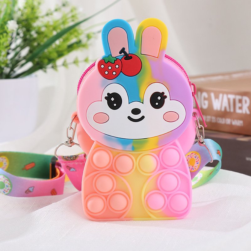 Coniglio Bambini Gel di silice Portamonete Candy Jelly Storage Bag Mano che pizzica bolle Puzzle Decompression Crossbody Package