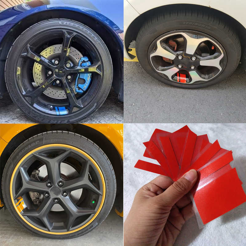 Upgrade Upgrade 1 Stück Autoaufkleber, reflektierende Auto-Radfelgen-Vinyl-Warnaufkleber, Hash-Mark-Streifen, Racing-Radnaben-Aufkleber für Größe 16–21 Zoll