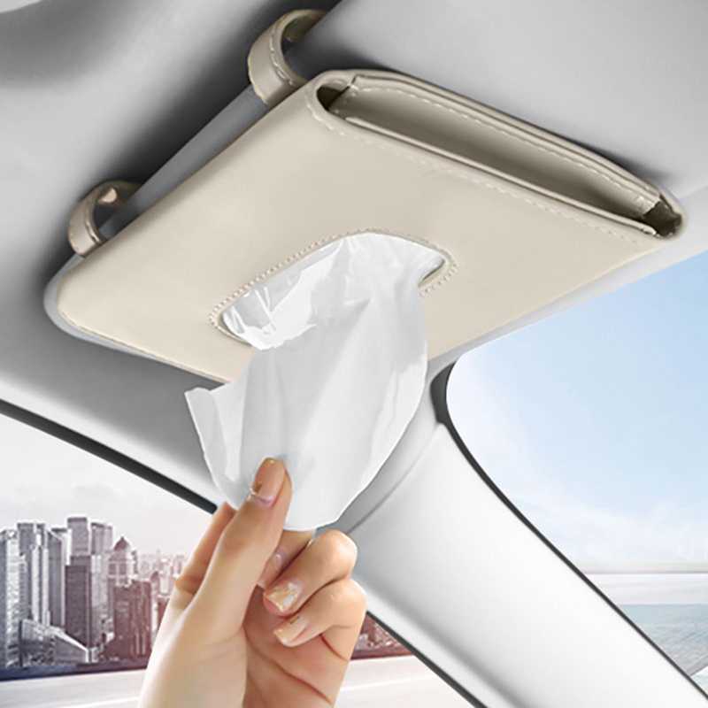 Atualizar caixa de tecido do carro conjuntos de toalha viseira de sol titular caixa de tecido auto decoração de armazenamento interior para bmw gancho/cinta acessórios do carro