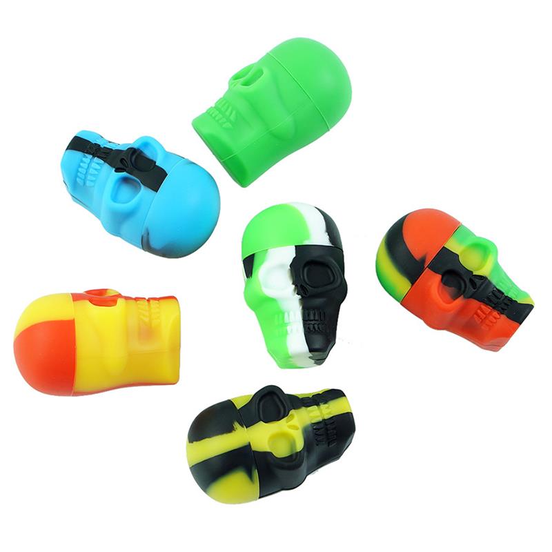 Contenitore in silicone da 15 ml Contenitori a forma di teschio Barattolo di olio di cera Scatole di stoccaggio Accessori fumatori Barattoli Fumo Tabacco alle erbe