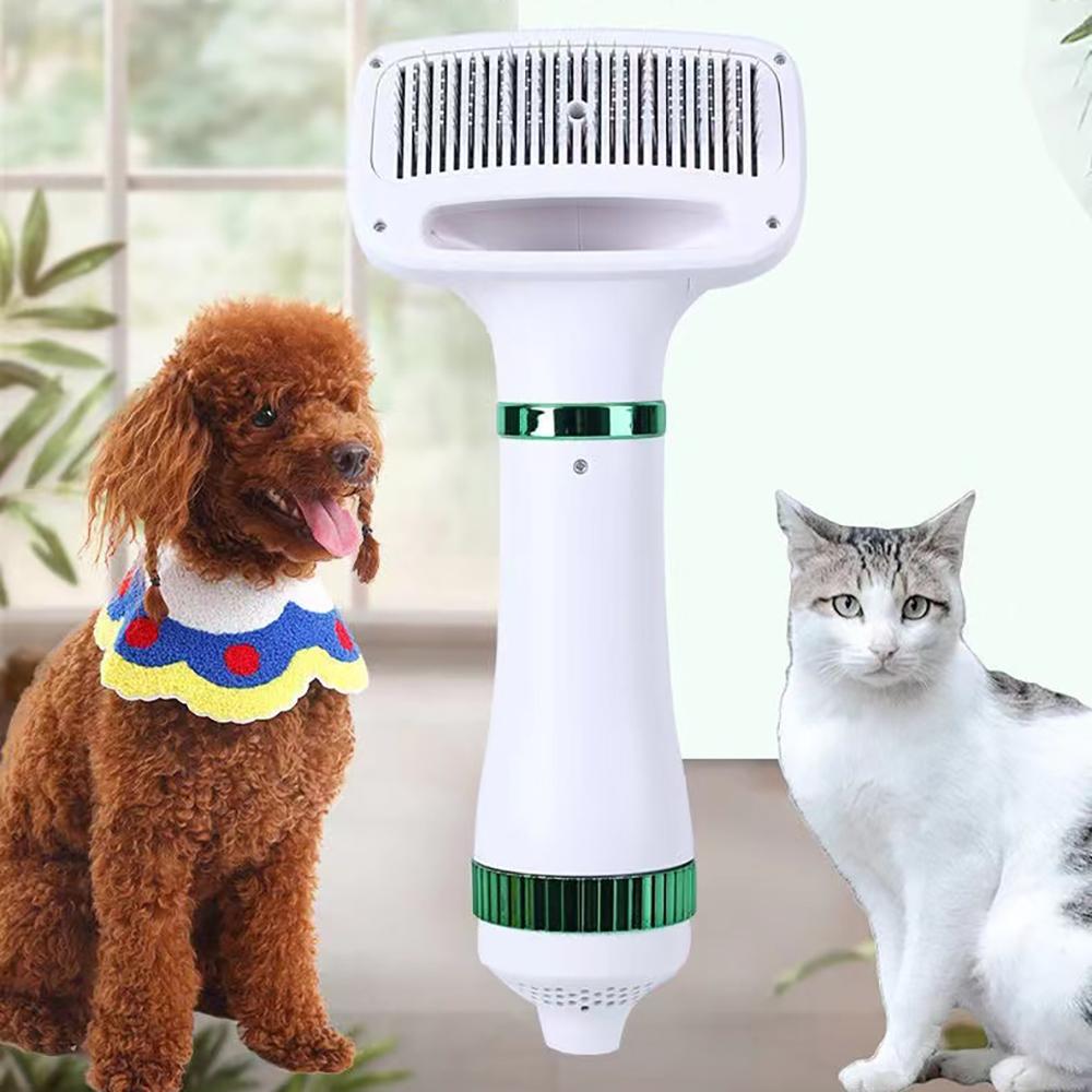 Secadores 2 em 1 pente de cabelo para animais de estimação pente de ar quente uma chave remoção de cabelo secador portátil gato pente de cabelo cão soprador de baixo ruído tempratura