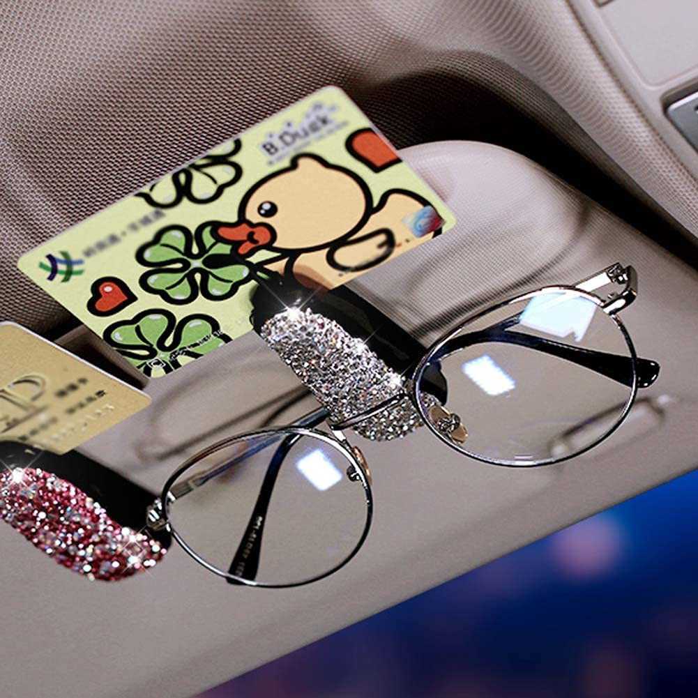 Uppgradera kvinnans bilglasögon fodral Auto Sun Visor Glasögon Holder Solglasögon Clip Card Ticket Holder Pen Case Clip Box Tillbehör för Toyota