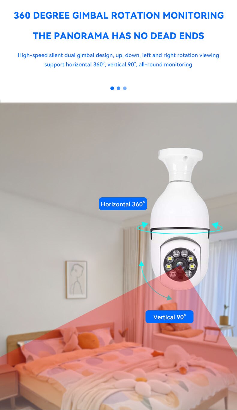 E27 IP Bulb Camera WiFi Baby Monitor 1080P Mini Indoor CCTV Security AI Tracking Audio Video Surveillance Camera Smart Home