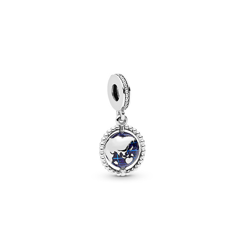 925 Sterling Silber baumelnder Charm-Heißluftballon-Teleskop hängt die Erde-Perle für Pandora-Charm-Armbänder DIY-Schmuckzubehör