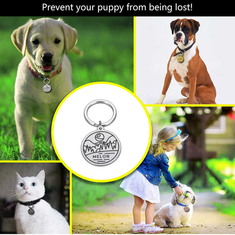 Placa de perro personalizada, insignia grabada para mascotas, medalla antipérdida, etiquetas de dirección grabables con láser para perros, etiqueta para gatos, accesorios para mascotas L230620