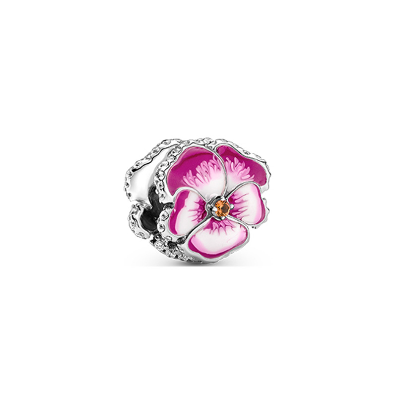 925 Sterling Silver Dangle Charm Charme do Dia das Mães Tri Viola Colorido Envelope Caterpillar Panda Butterfly Crown Fit Fit Pandora Charms Bracelet